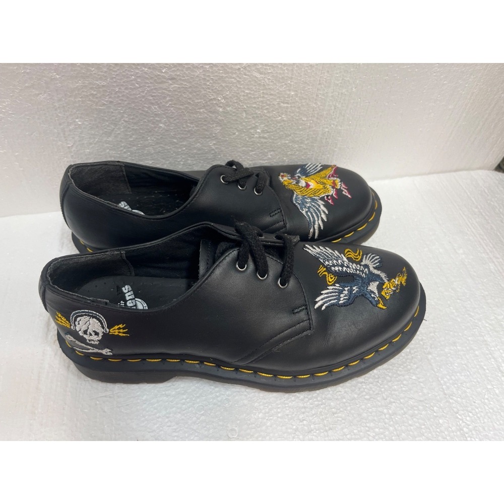 Dr. Martens 1461 Souvenir Black Leather Embroider Tiger & Eagle Men's Size 7M - Picture 3 of 7